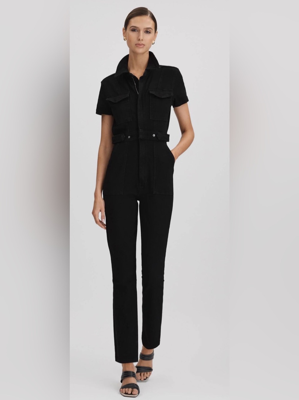 Good American Black Good American Denim Jumpsuit size large NWT
